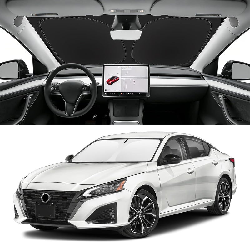 SLOGENTO Custom Fit Windshield Sun Shade for Nissan Altima 2019-2025, Blocks UV & Heat, Front Window Sunshade, Easy Fold & Store - Image 1
